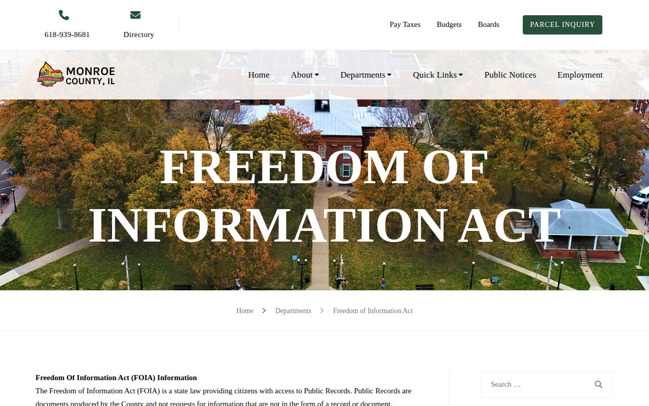 Monroe County Illinois freedom of information request page